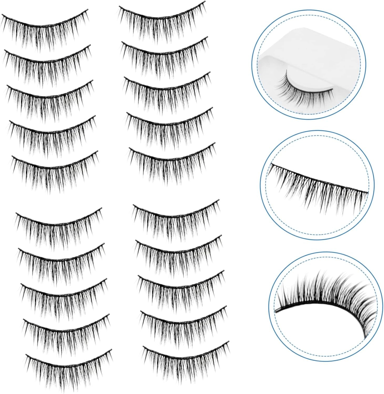 10Paires Faux Naturels De Extensions De Faux Confortables Et Réutilisables Pour Look Glamour Au Quotidien Et Lors Occasions Spéciales