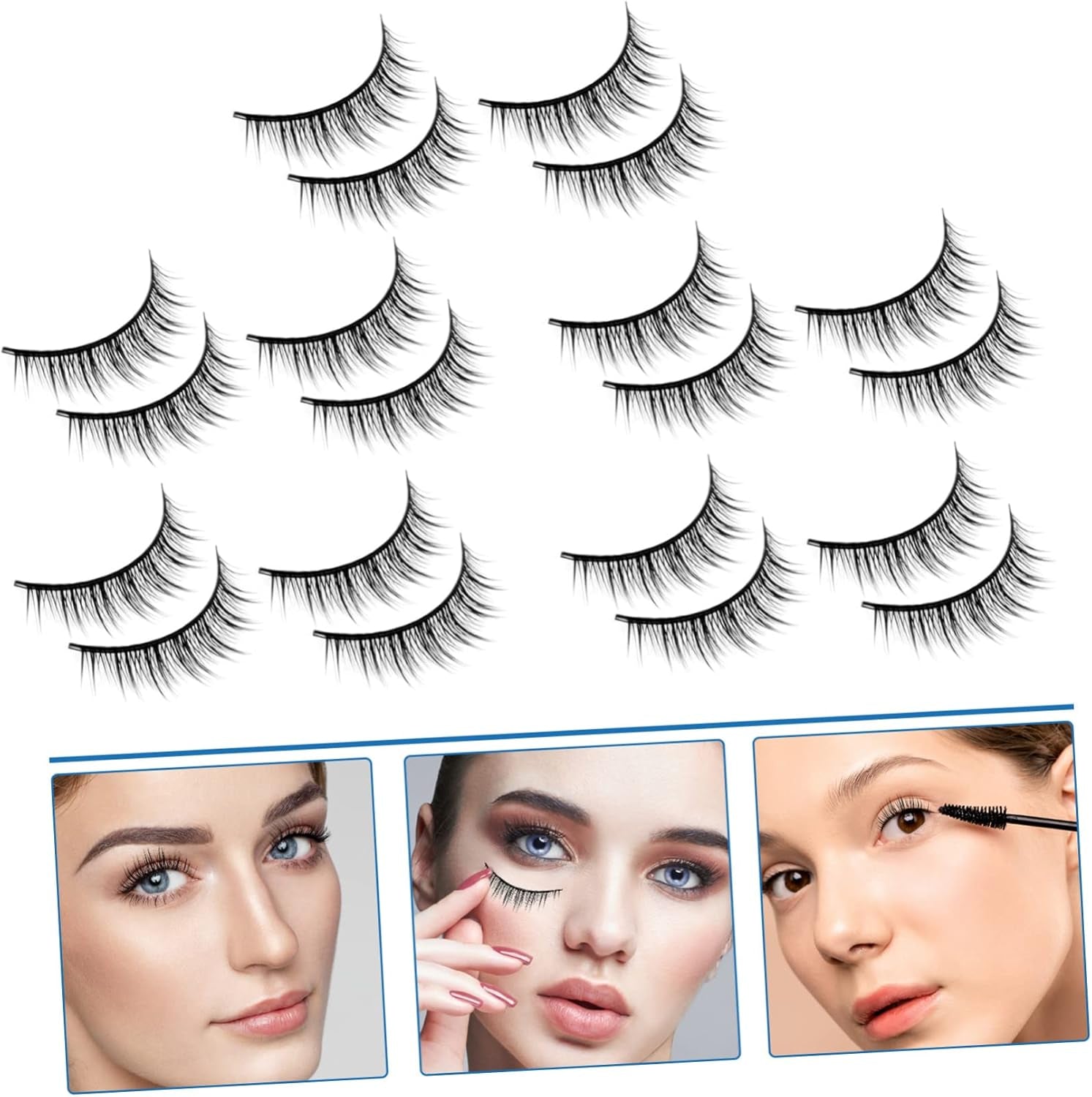 10Paires Faux Naturels De Extensions De Faux Confortables Et Réutilisables Pour Look Glamour Au Quotidien Et Lors Occasions Spéciales