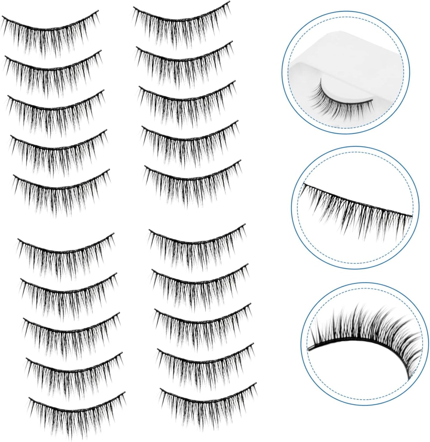 10Paires Faux Naturels De Extensions De Faux Confortables Et Réutilisables Pour Look Glamour Au Quotidien Et Lors Occasions Spéciales
